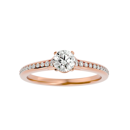 Lumière Beautiful Halo - 0.74 Ct Round Diamond Gold Ring