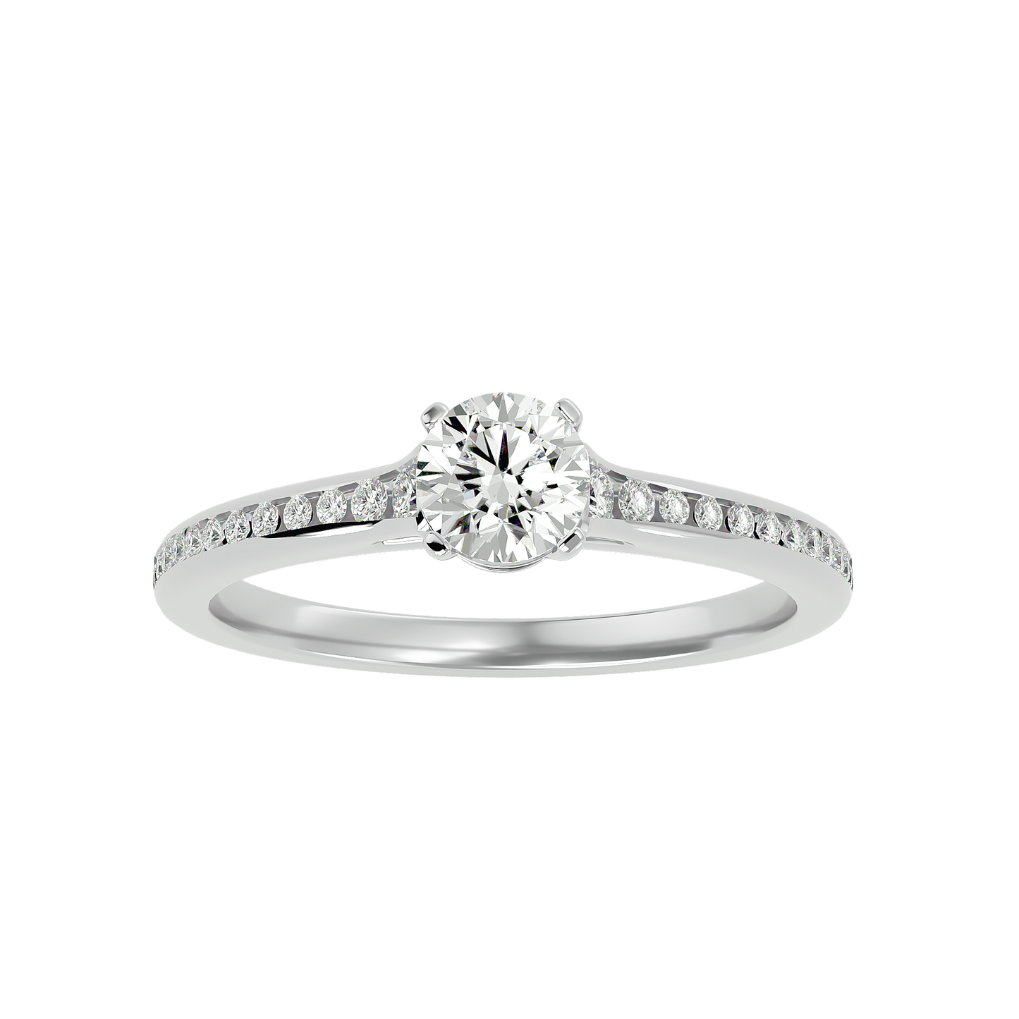 Lumière Beautiful Halo - 0.74 Ct Round Diamond Gold Ring