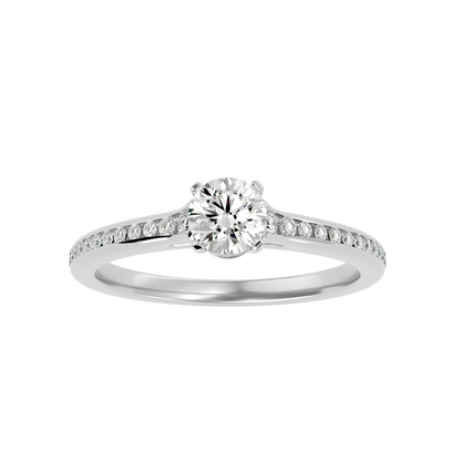 Lumière Beautiful Halo - 0.74 Ct Round Diamond Gold Ring