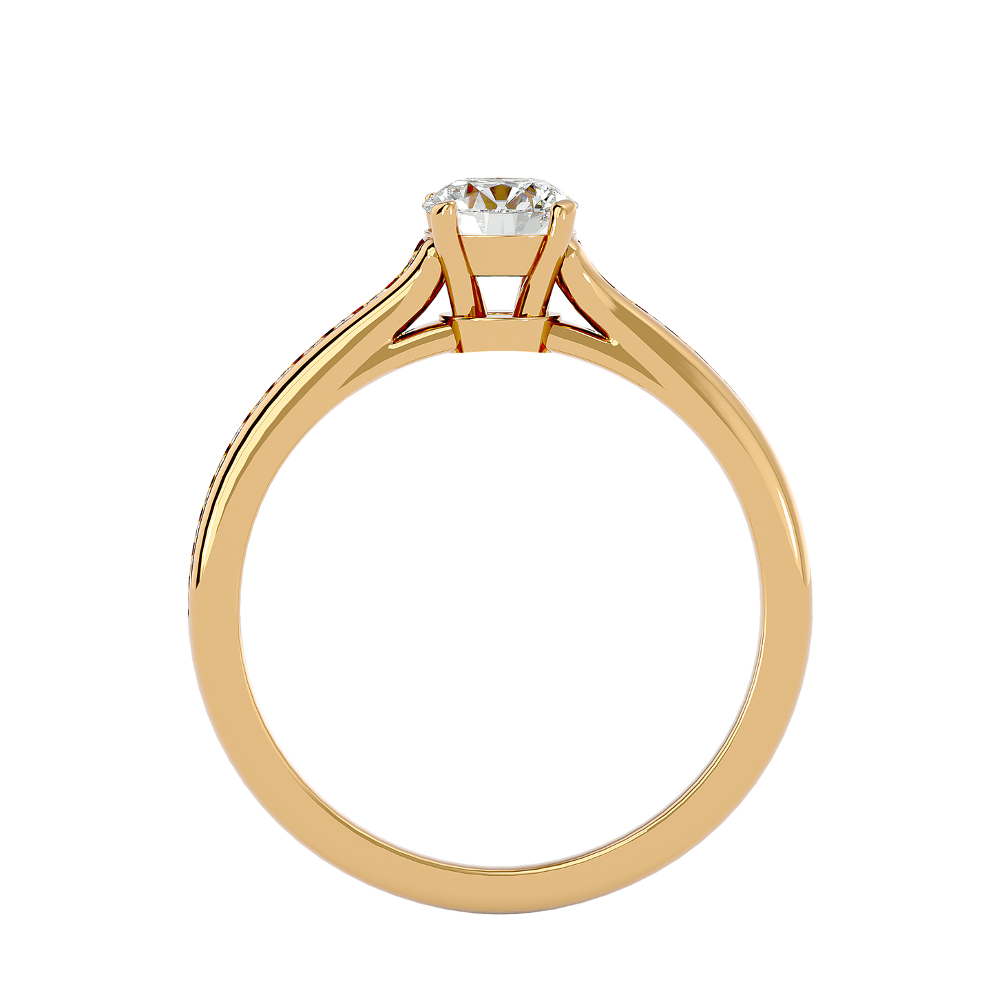 Lumière Beautiful Halo - 0.74 Ct Round Diamond Gold Ring