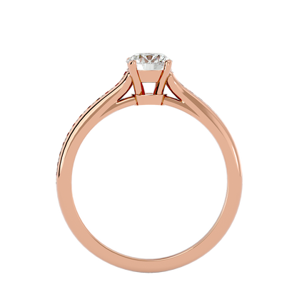 Lumière Beautiful Halo - 0.74 Ct Round Diamond Gold Ring