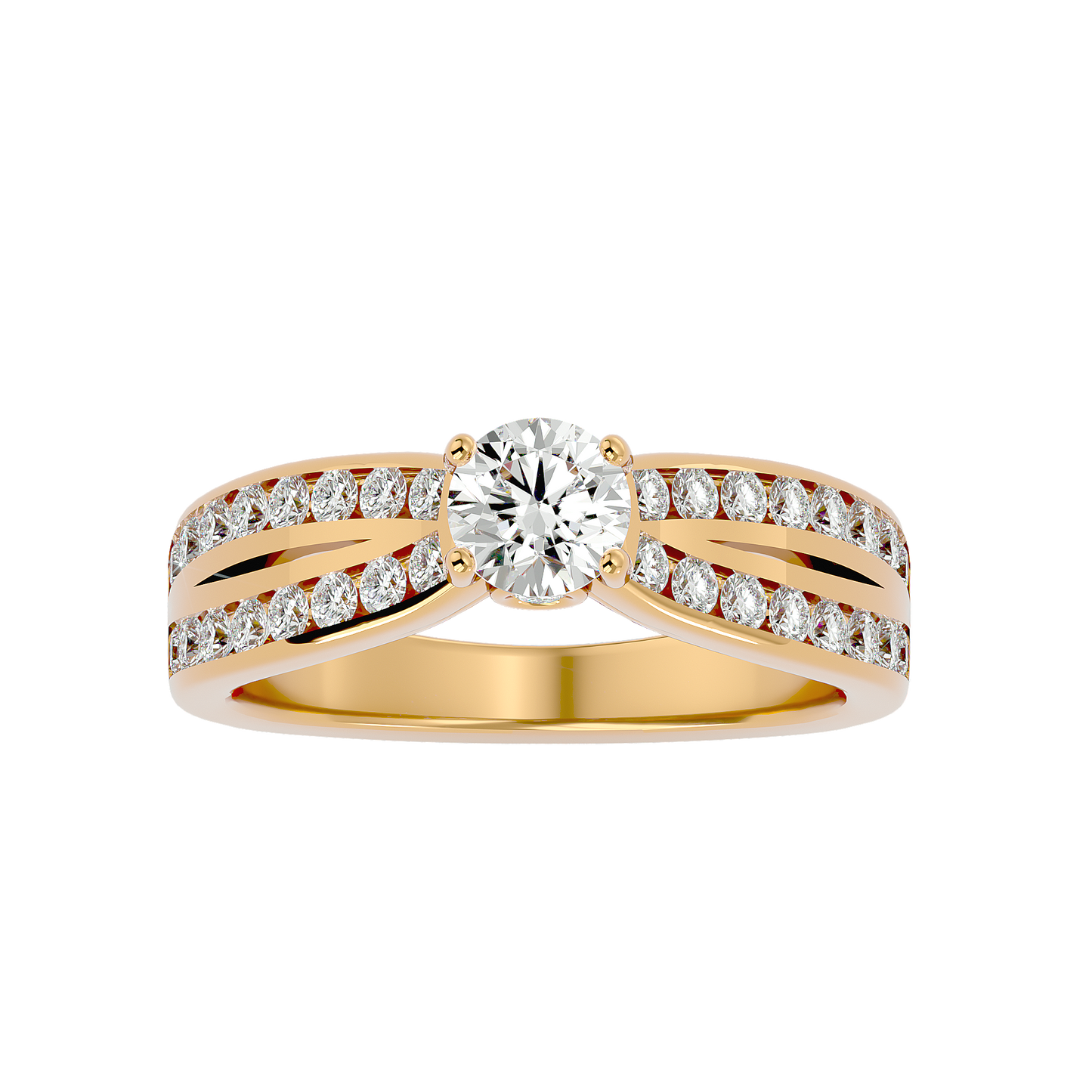 Lumière Beautiful Halo - 1.1 Ct Round Diamond Gold Ring