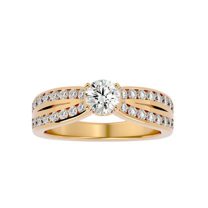 Lumière Beautiful Halo - 1.1 Ct Round Diamond Gold Ring