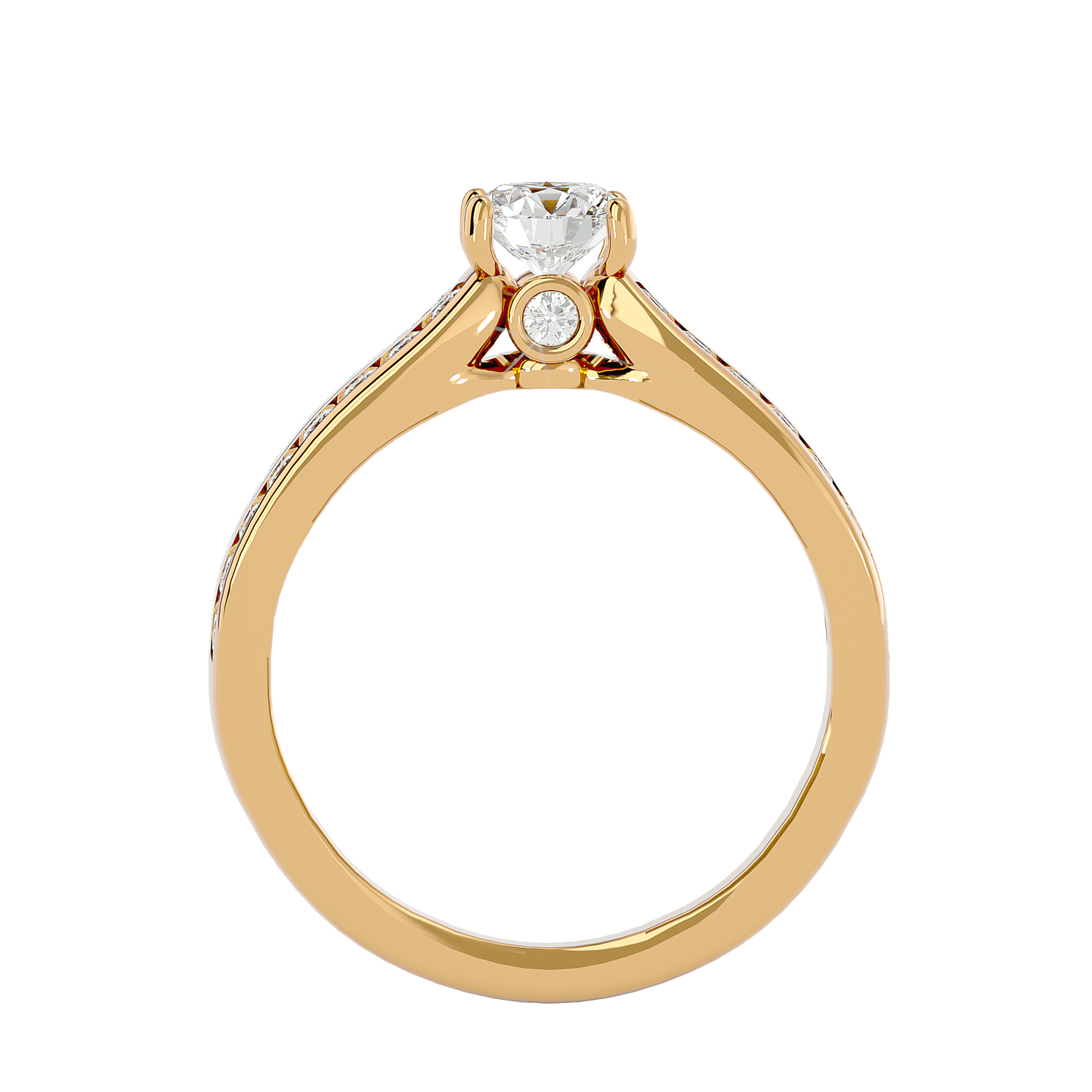 Lumière Beautiful Halo - 1.1 Ct Round Diamond Gold Ring
