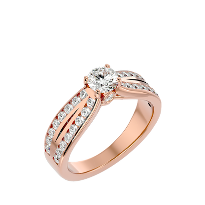 Lumière Beautiful Halo - 1.1 Ct Round Diamond Gold Ring