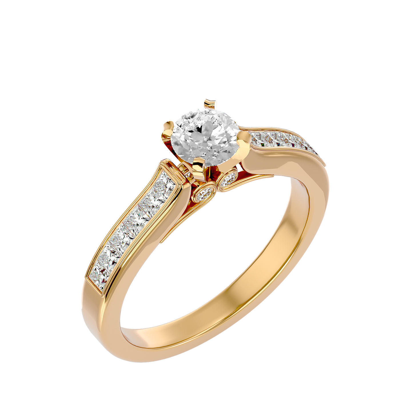Lumière Beautiful Halo - 1.52 Ct Round Diamond Gold Ring