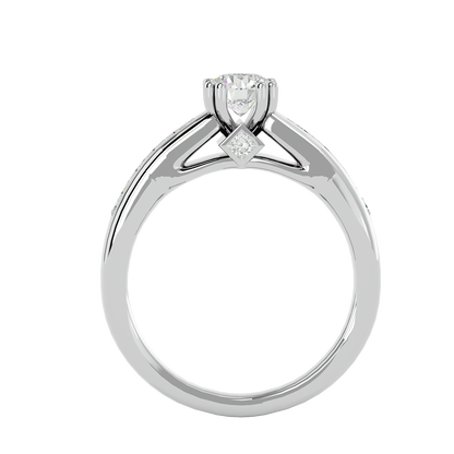 Eclat Yellow Gold Round Diamond Ring with Channel-Set Sidestones - 1.11 Ct