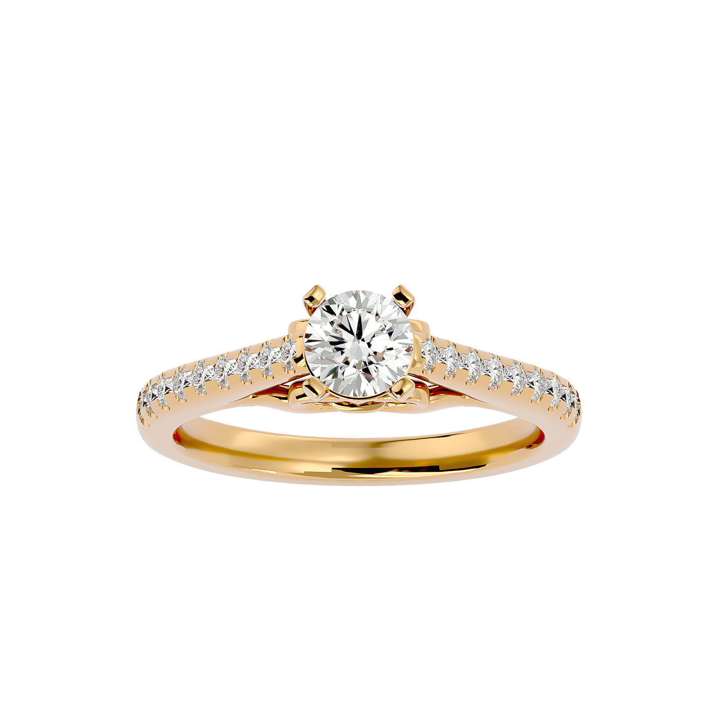 Lumière Beautiful Halo - 1.11 Ct Round Diamond Gold Ring