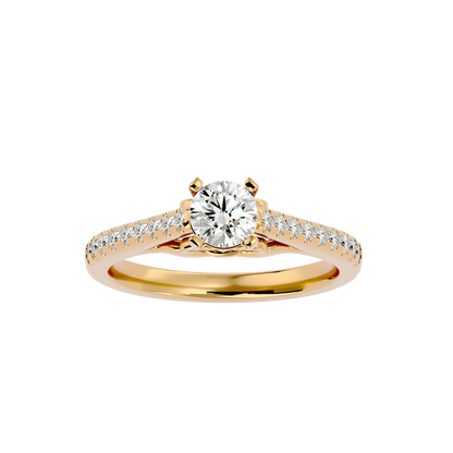 Lumière Beautiful Halo - 1.11 Ct Round Diamond Gold Ring