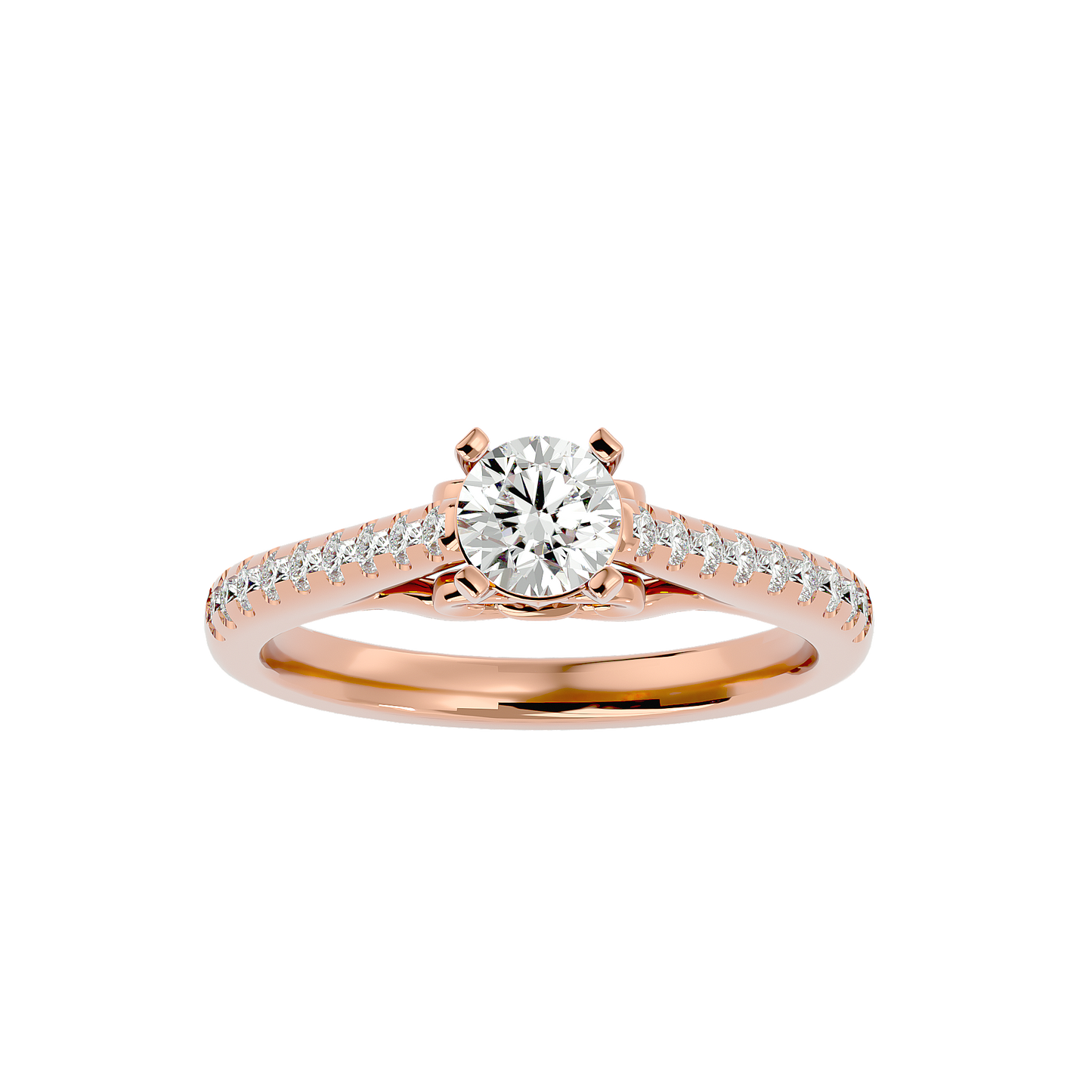 Lumière Beautiful Halo - 1.11 Ct Round Diamond Gold Ring