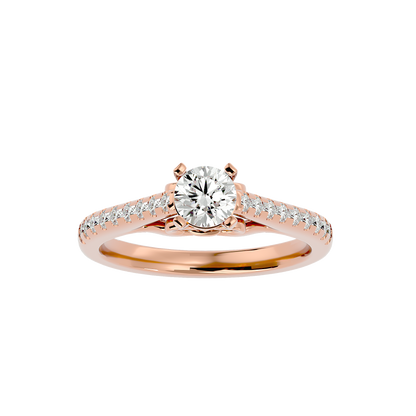 Lumière Beautiful Halo - 1.11 Ct Round Diamond Gold Ring