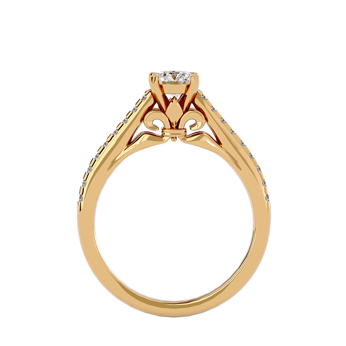 Lumière Beautiful Halo - 1.11 Ct Round Diamond Gold Ring