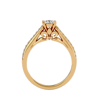 Lumière Beautiful Halo - 1.11 Ct Round Diamond Gold Ring