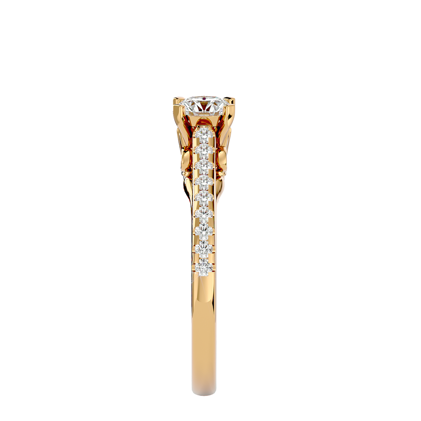 Lumière Beautiful Halo - 1.11 Ct Round Diamond Gold Ring