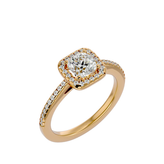 Lumière Beautiful Halo Ring- 1.68 Ct Round Diamond Gold Ring