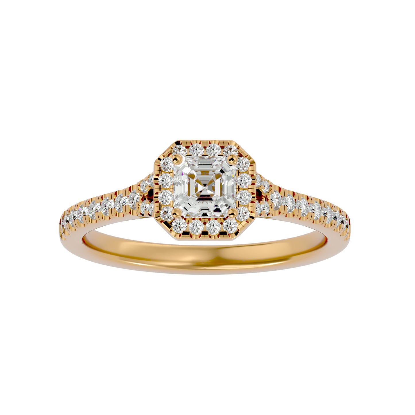 Lumière Beautiful Halo Ring- 0.65 Ct Round Diamond Gold Ring