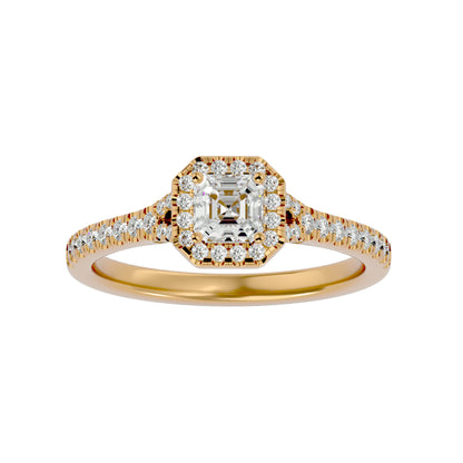 Lumière Beautiful Halo Ring- 0.65 Ct Round Diamond Gold Ring