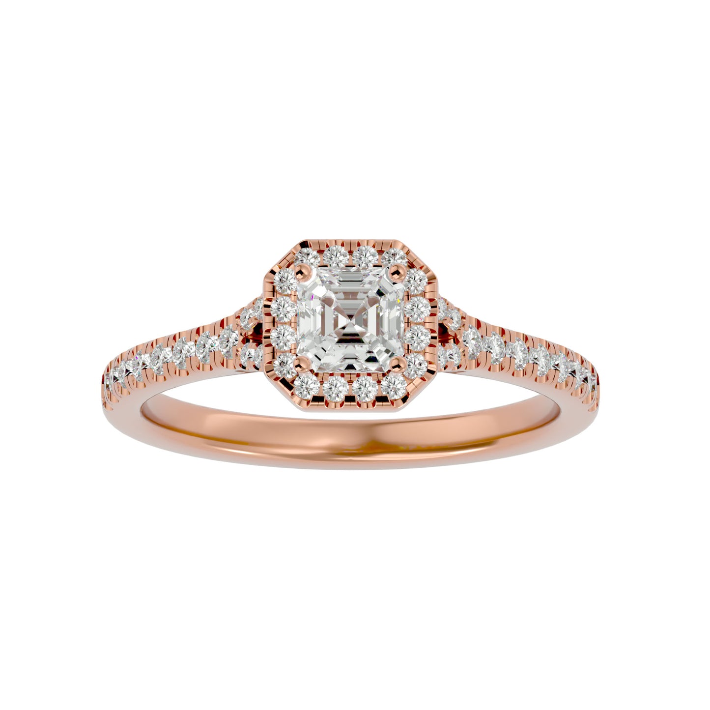 Lumière Beautiful Halo Ring- 0.65 Ct Round Diamond Gold Ring