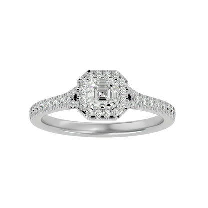 Lumière Beautiful Halo Ring- 0.65 Ct Round Diamond Gold Ring