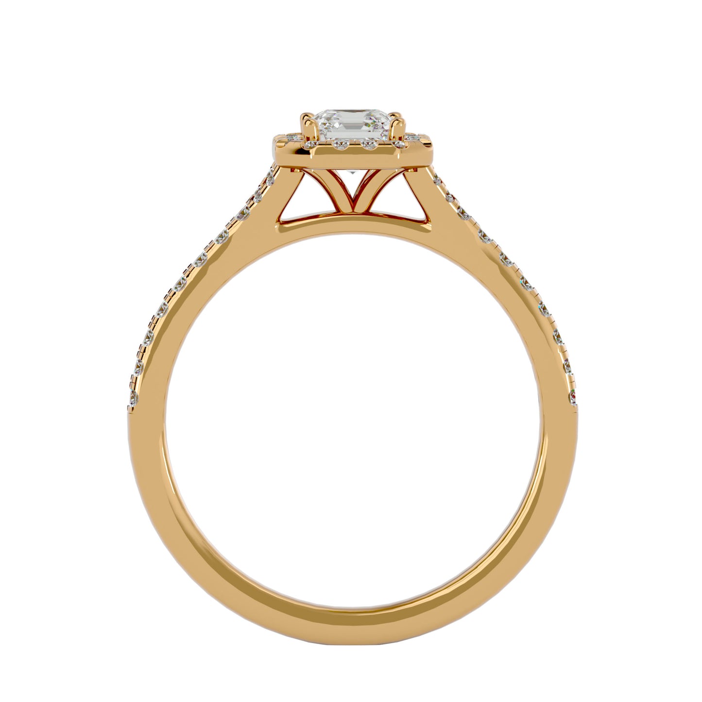 Lumière Beautiful Halo Ring- 0.65 Ct Round Diamond Gold Ring