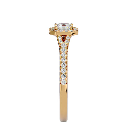 Lumière Beautiful Halo Ring- 0.65 Ct Round Diamond Gold Ring