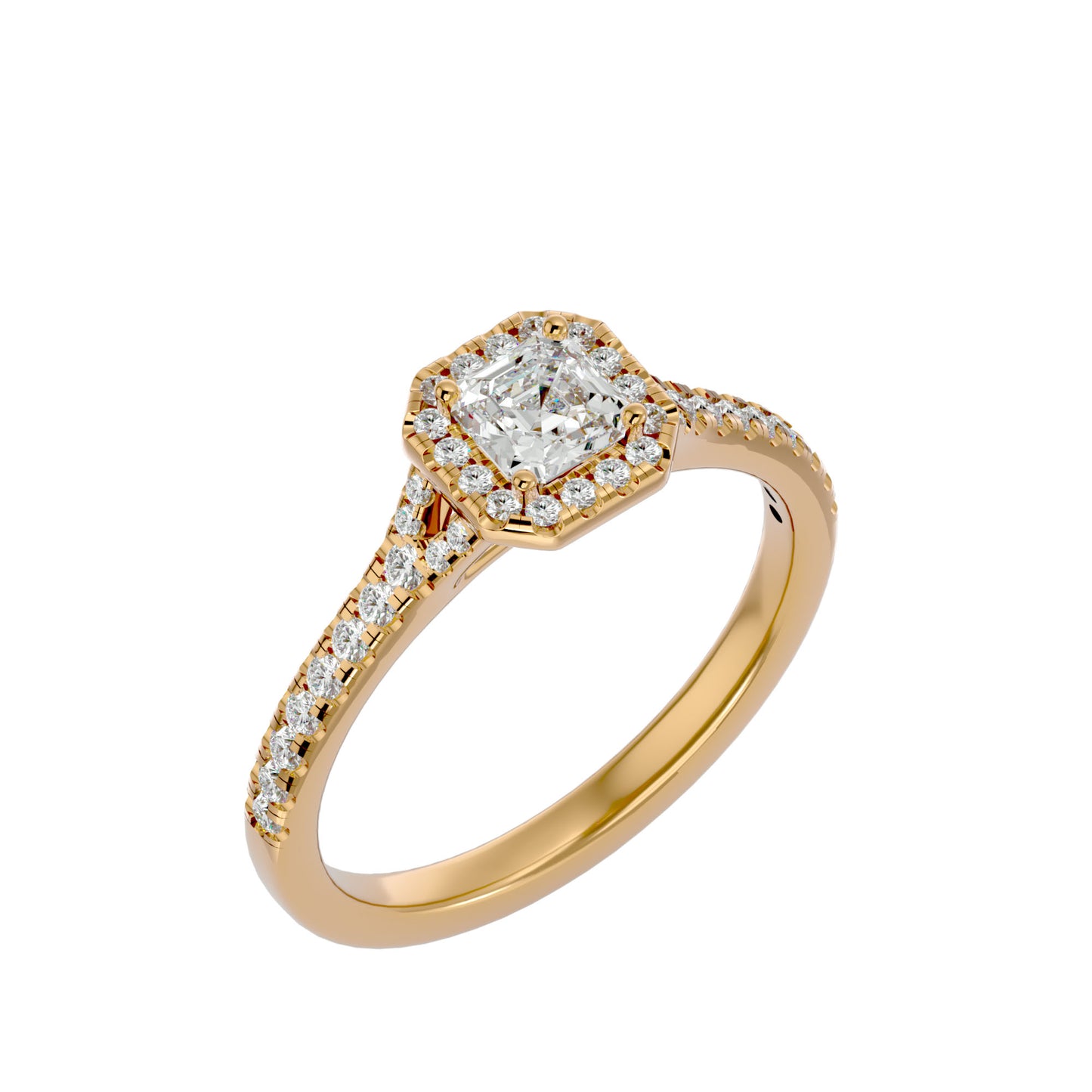 Lumière Beautiful Halo Ring- 0.65 Ct Round Diamond Gold Ring
