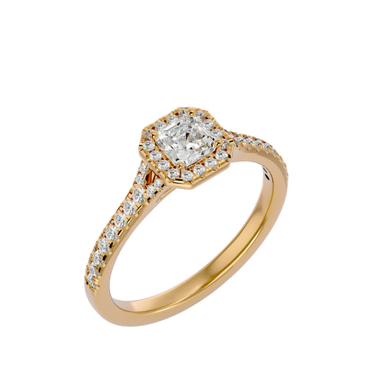 Lumière Beautiful Halo Ring- 0.65 Ct Round Diamond Gold Ring