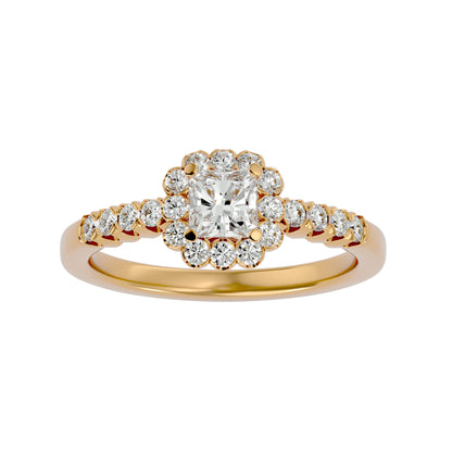 Lumière Beautiful Halo-0.94 Ct Round Diamond Gold Ring