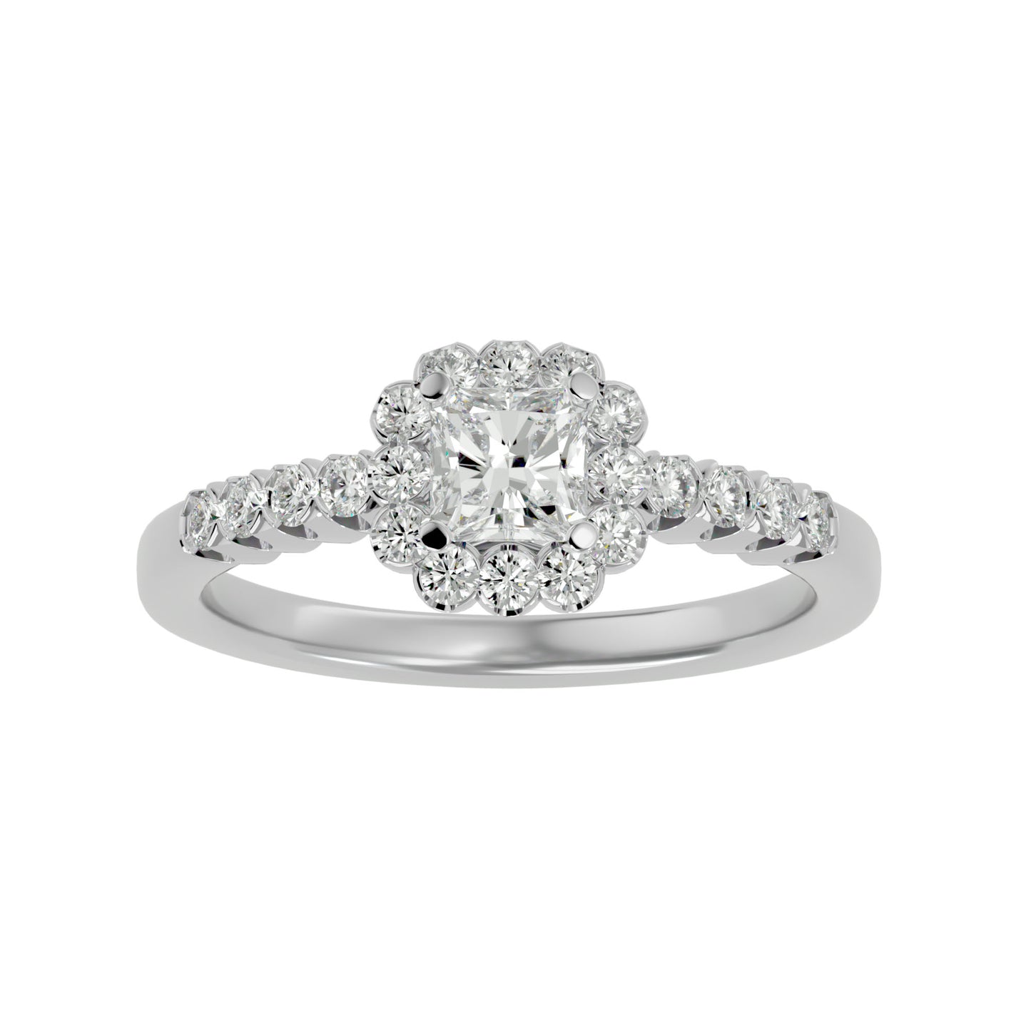 Lumière Beautiful Halo-0.94 Ct Round Diamond Gold Ring