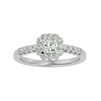 Lumière Beautiful Halo-0.94 Ct Round Diamond Gold Ring
