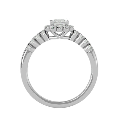 Lumière Beautiful Halo-0.94 Ct Round Diamond Gold Ring