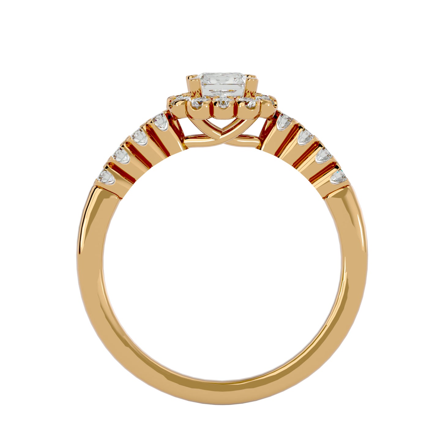 Lumière Beautiful Halo-0.94 Ct Round Diamond Gold Ring