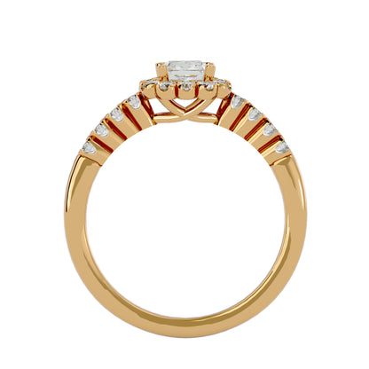 Lumière Beautiful Halo-0.94 Ct Round Diamond Gold Ring