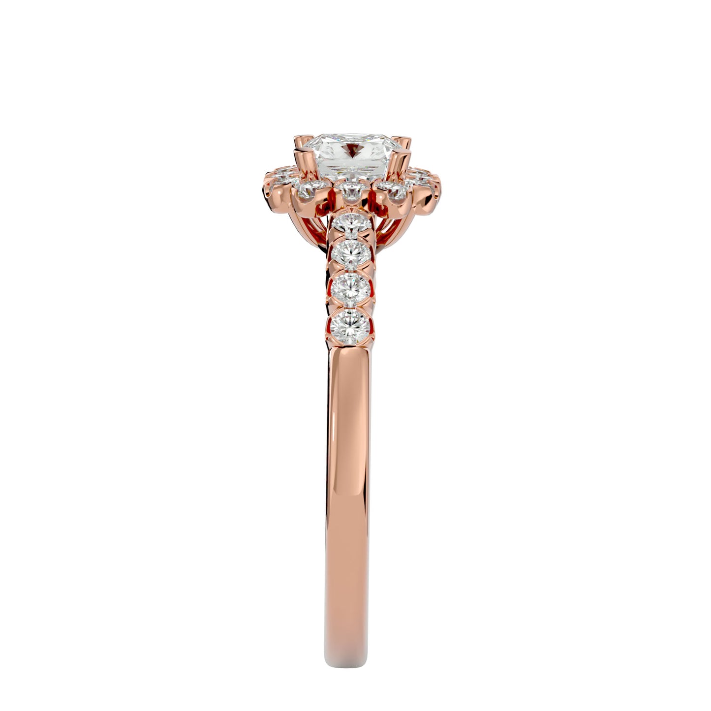 Lumière Beautiful Halo-0.94 Ct Round Diamond Gold Ring