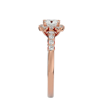 Lumière Beautiful Halo-0.94 Ct Round Diamond Gold Ring