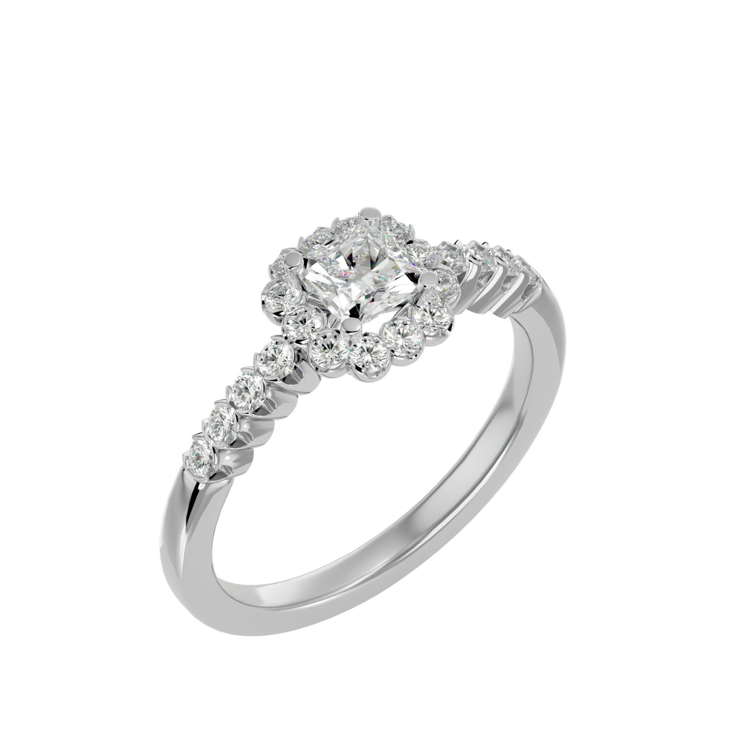 Lumière Beautiful Halo-0.94 Ct Round Diamond Gold Ring