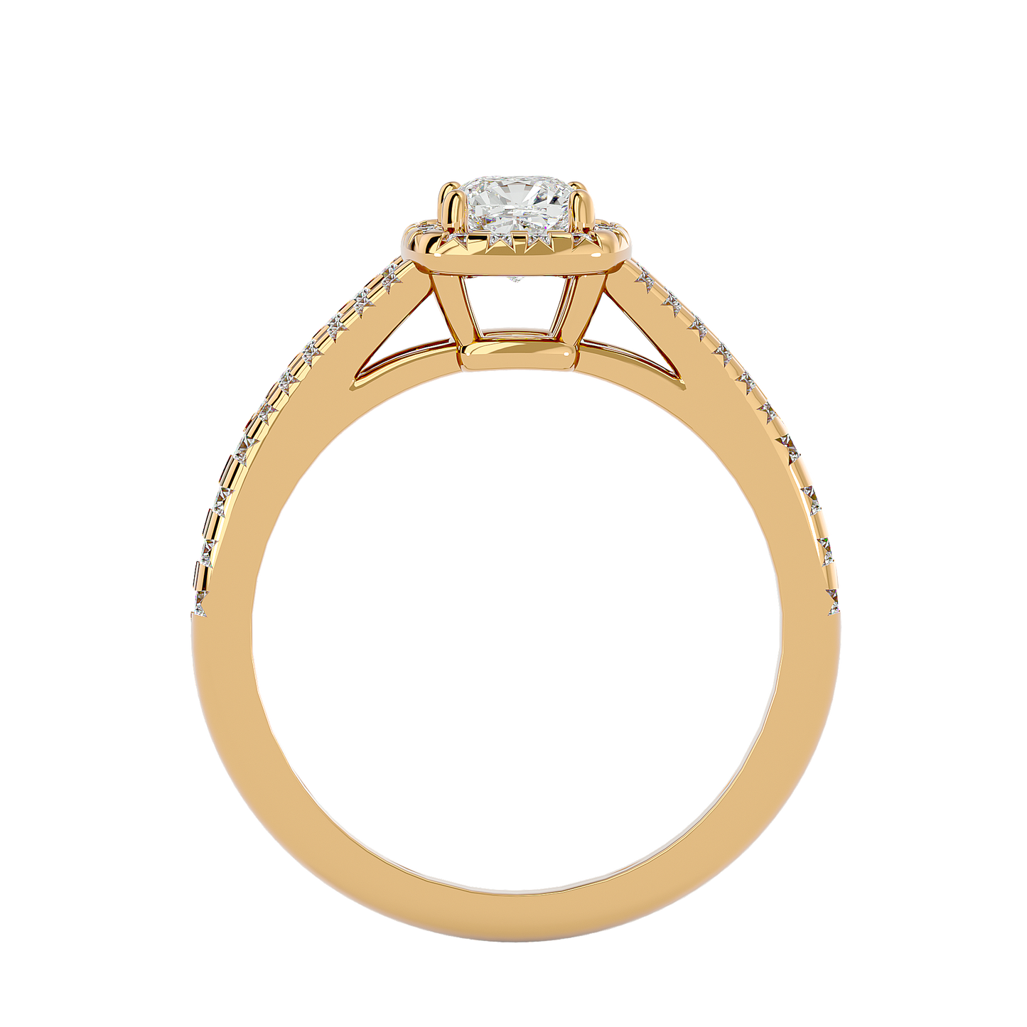 Lumière Beautiful Light Band- 0.98 Ct Round Diamond Gold Ring
