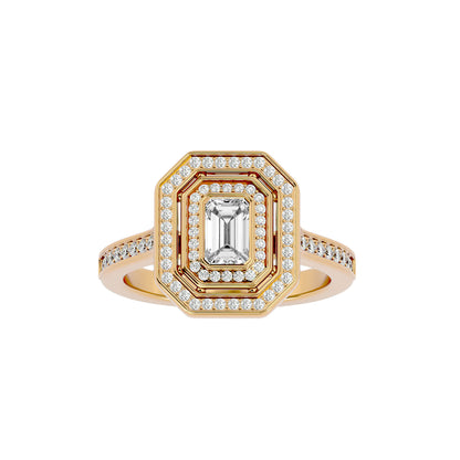 Lumière Beautiful Light Band- 0.91 Ct Round Diamond Gold Ring