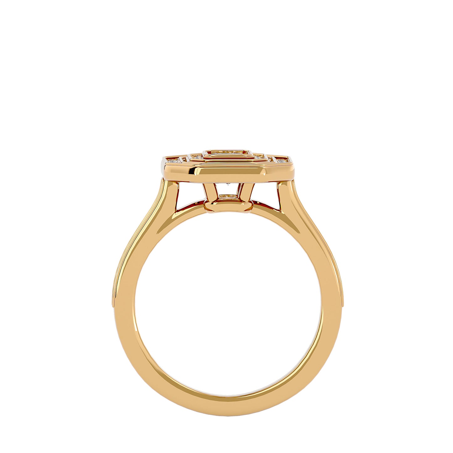 Lumière Beautiful Light Band- 0.91 Ct Round Diamond Gold Ring