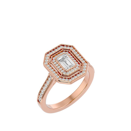 Lumière Beautiful Light Band- 0.91 Ct Round Diamond Gold Ring