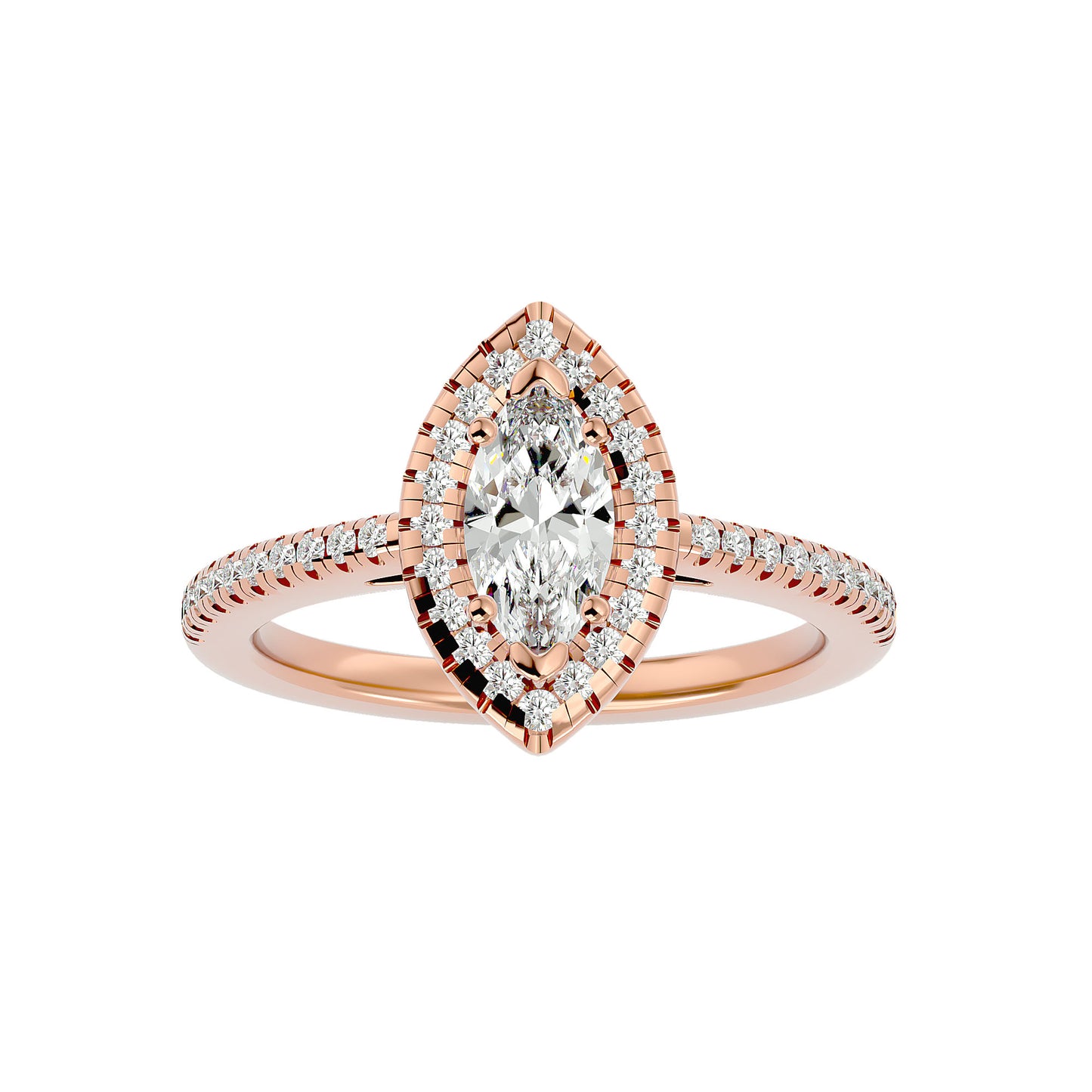 0.89 ct Marquise Halo Diamond Ring in Yellow Gold – Elegance with a Distinctive Edge
