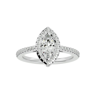 0.89 ct Marquise Halo Diamond Ring in Yellow Gold – Elegance with a Distinctive Edge