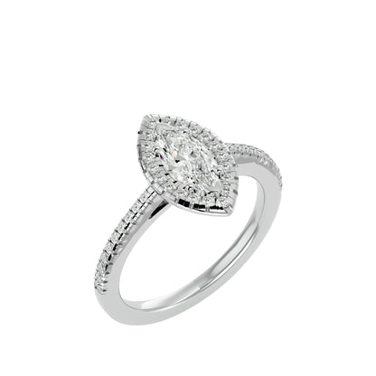 0.89 ct Marquise Halo Diamond Ring in Yellow Gold – Elegance with a Distinctive Edge