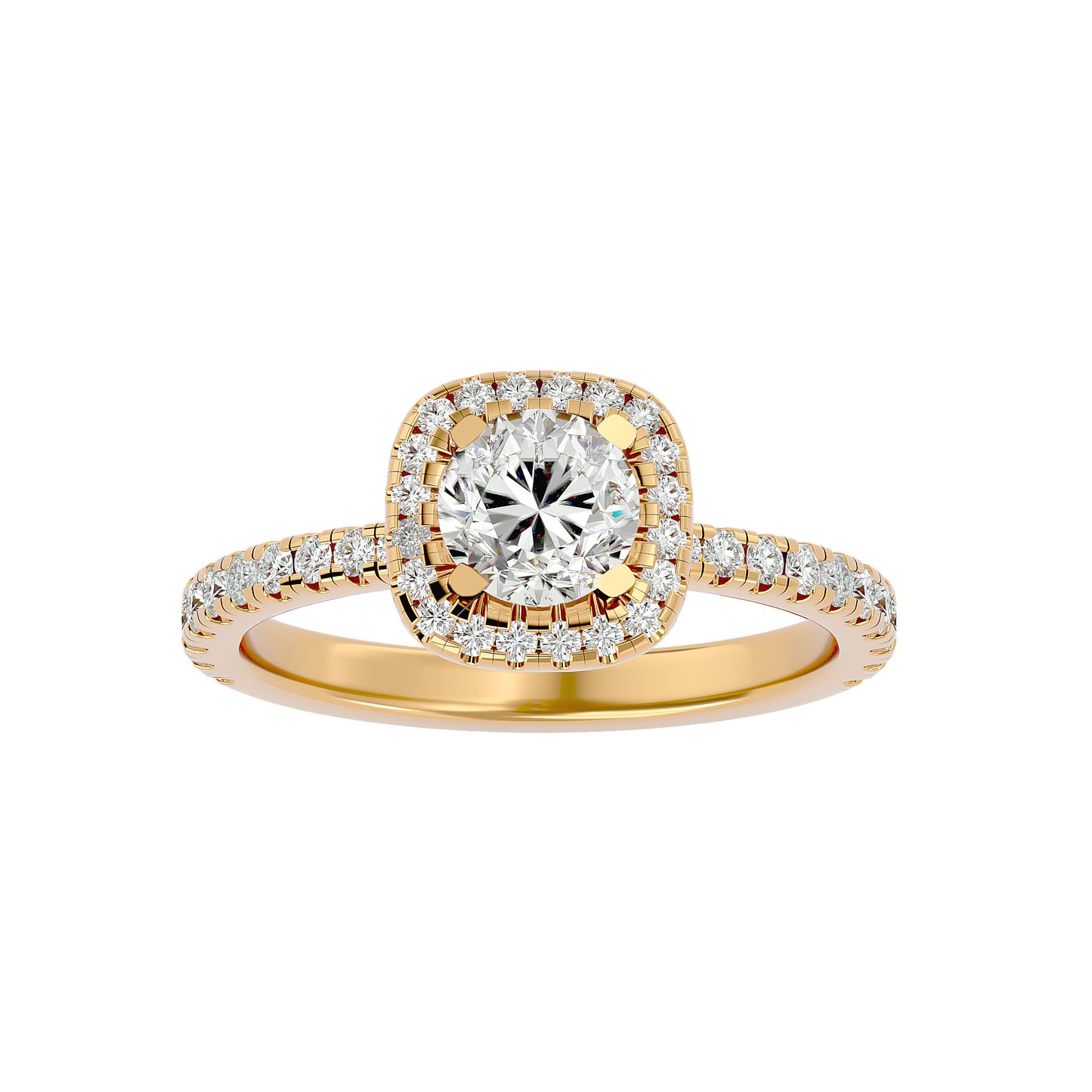 Lumière Beautiful Halo-1.7 Ct Round Diamond Gold Ring