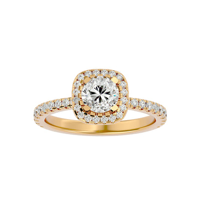 Lumière Beautiful Halo-1.7 Ct Round Diamond Gold Ring