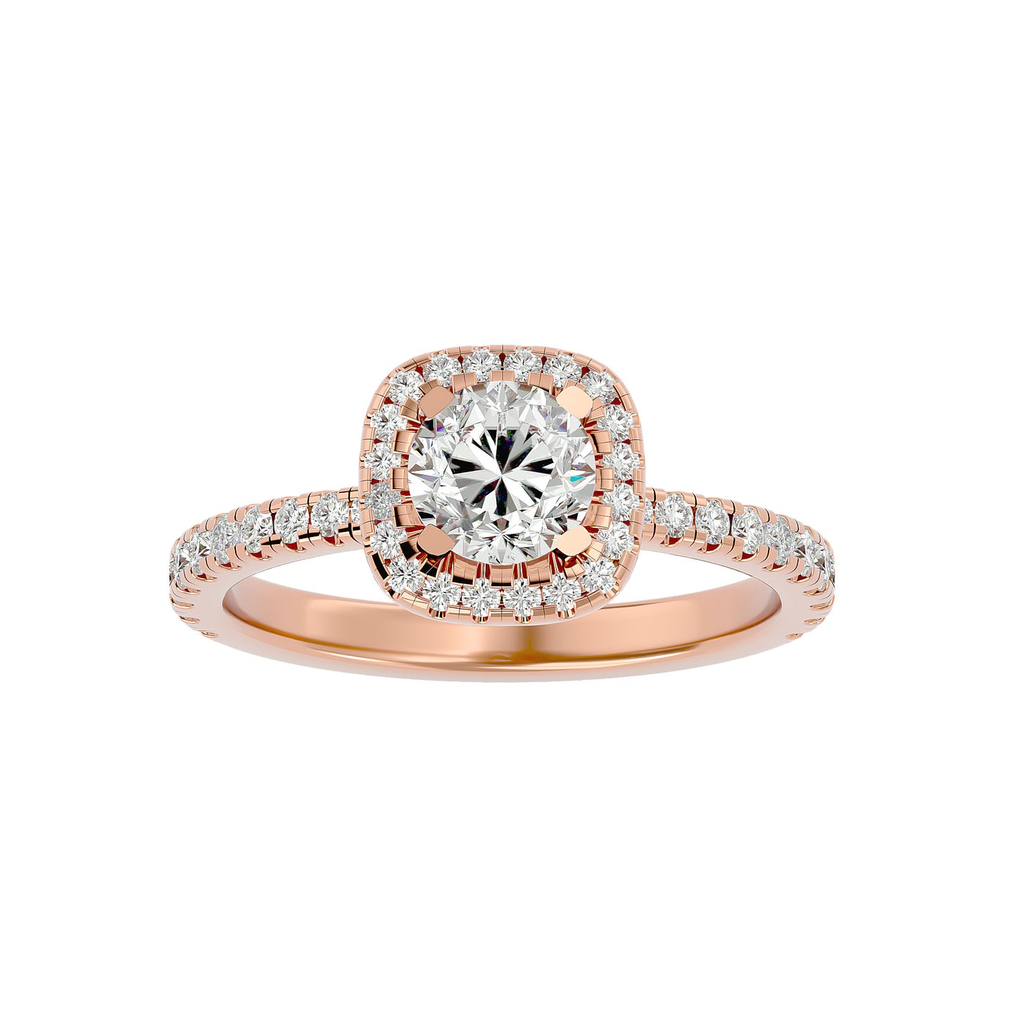 Lumière Beautiful Halo-1.7 Ct Round Diamond Gold Ring