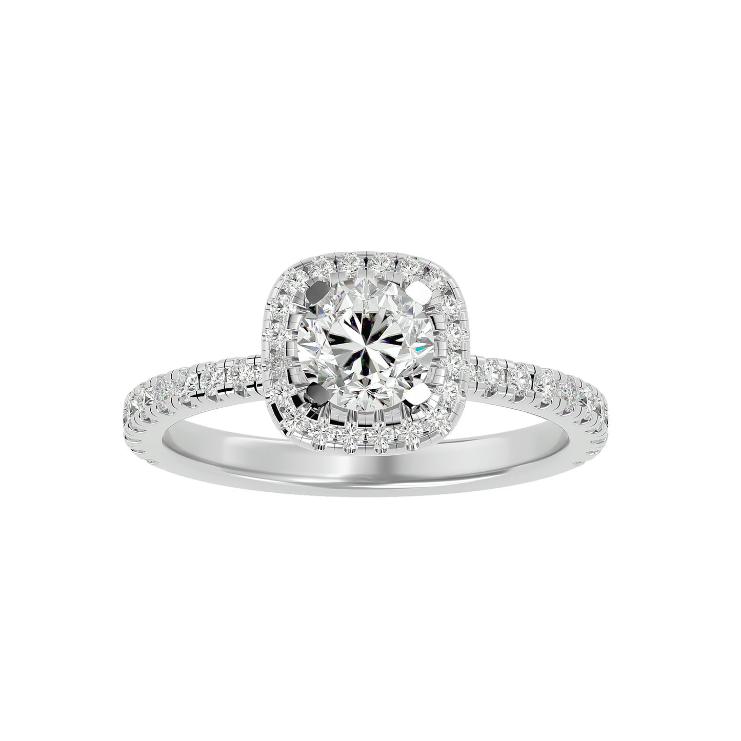 Lumière Beautiful Halo-1.7 Ct Round Diamond Gold Ring