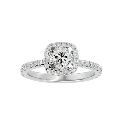 Lumière Beautiful Halo-1.7 Ct Round Diamond Gold Ring