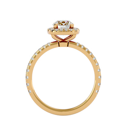 Lumière Beautiful Halo-1.7 Ct Round Diamond Gold Ring