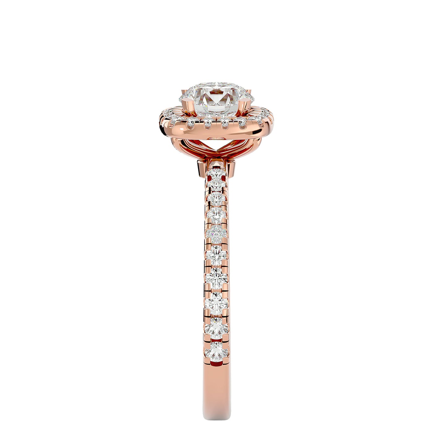 Lumière Beautiful Halo-1.7 Ct Round Diamond Gold Ring